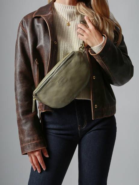 Leather Cow Belt Bag Basilic pepper Green cow BCOW55 other view 1