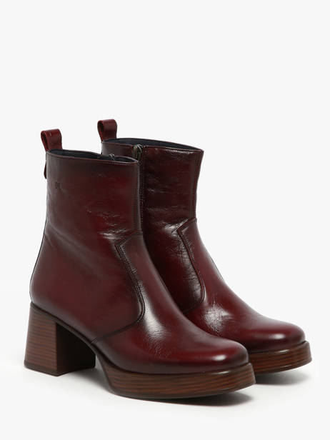 Bottines à Talon Cristel En Cuir Dorking Rouge women D9157 vue secondaire 2