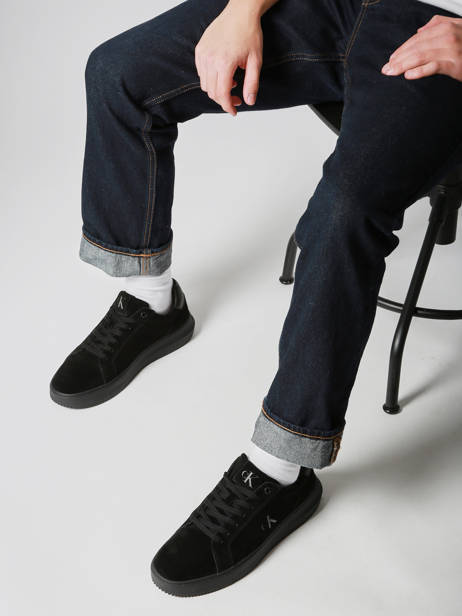 Sneakers In Leather Calvin klein jeans Black men YM01299 other view 1