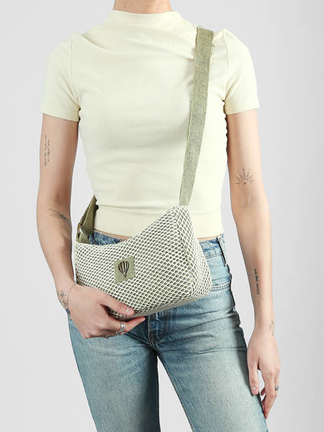 Sac Bandoulière Resille Coton Le voyage en panier Vert resille PM942 vue secondaire 1