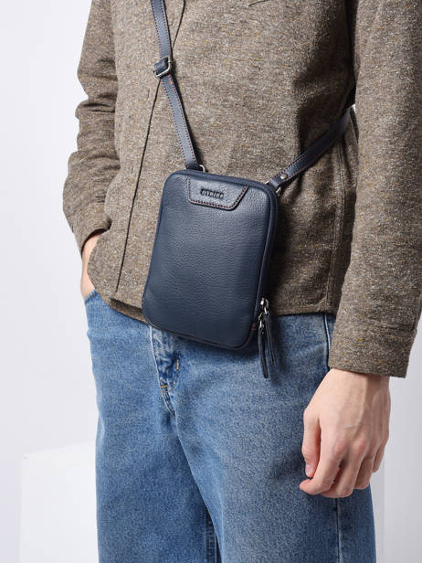 Sac Bandoulière S Foulonné Cuir Etrier Bleu foulonne EFOU728S vue secondaire 1