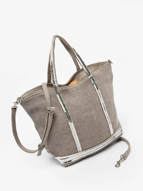 Petit Cabas Zippé Lin Et Paillettes Vanessa bruno Beige cabas lin 31V40435 vue secondaire 2